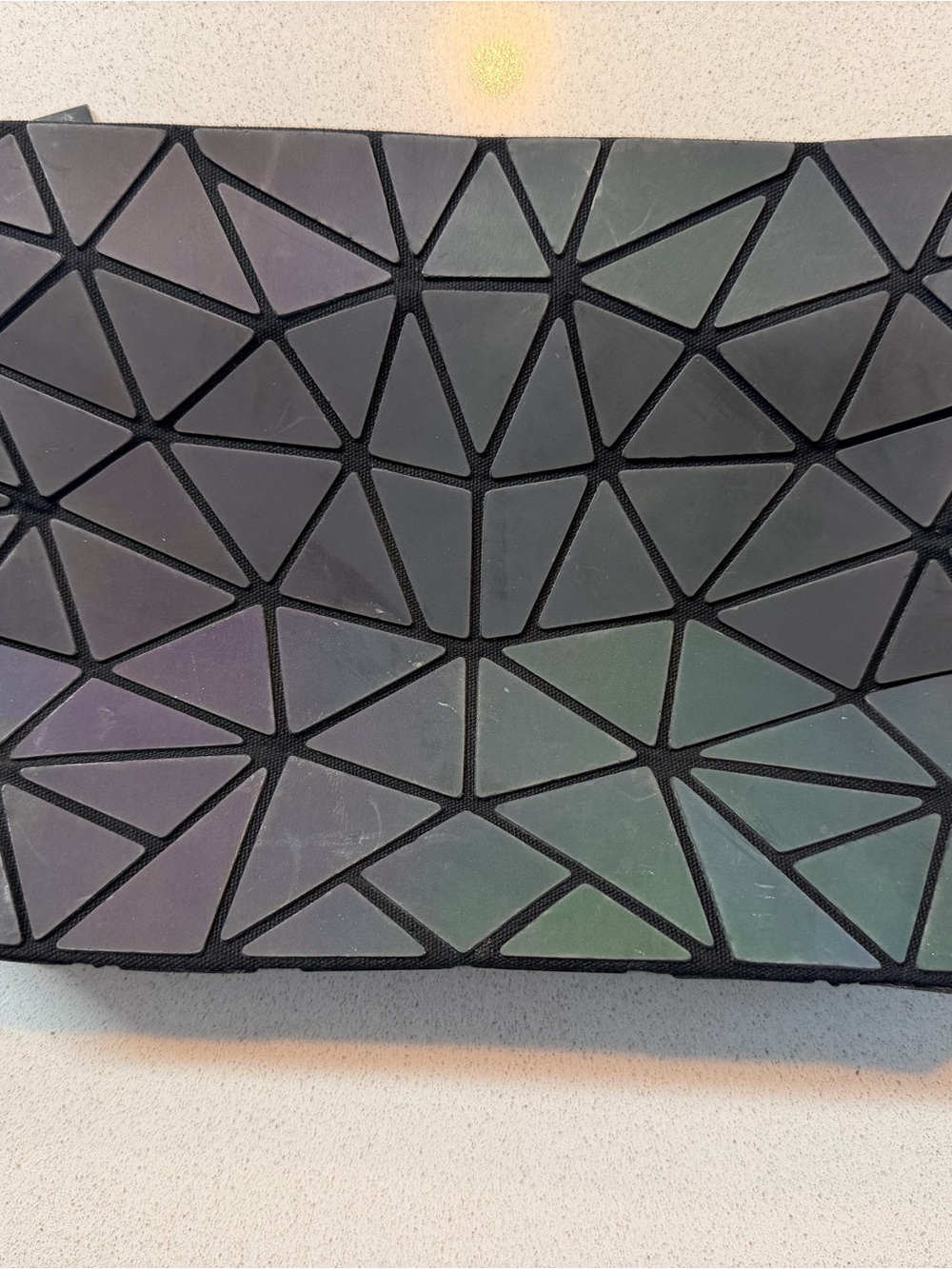 Iridescent Geometric Black Clutch Wristlet